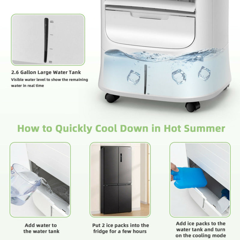4-In-1 Portable Evaporative Air Cooler with Timer and 3 Modes