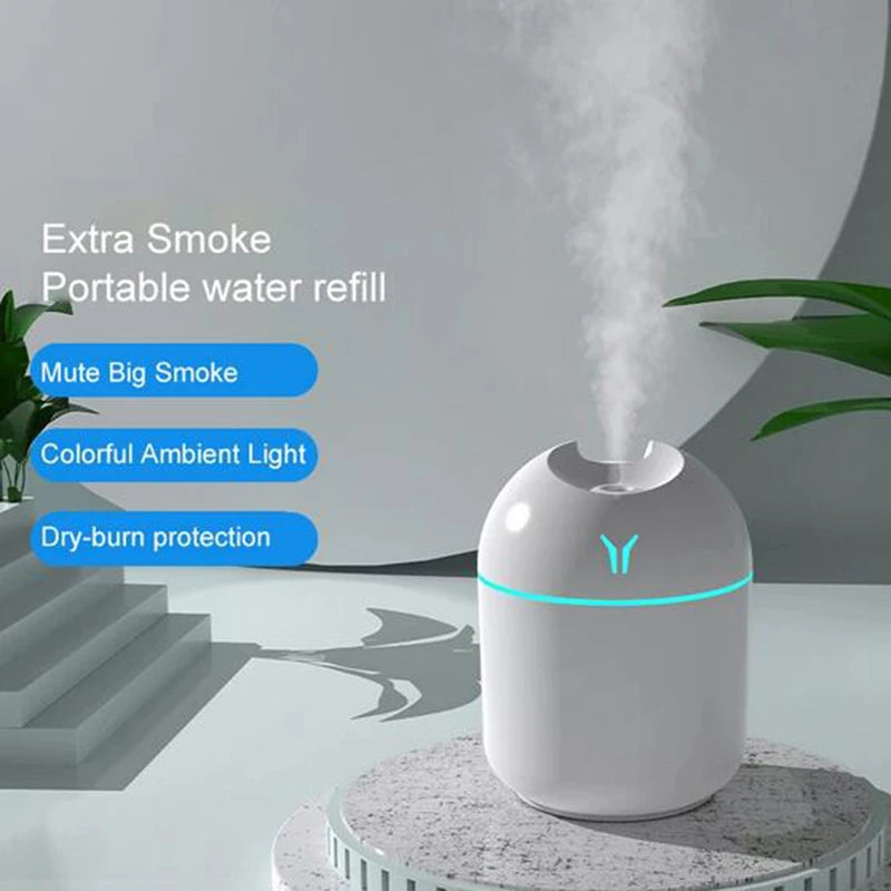 USB Mini Air Humidifier Aroma Essential Oil Diffuser for Home Car Ultrasonic Mute Mist Maker Diffuser with LED Color Lamp