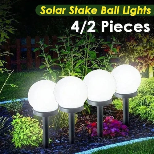 4/2Pcs Solar Powered LED Bulb Lamp Energy Light Waterproof Outdoor Garden Light Street Solar Panel Ball Lights Lawn Yard Lamp