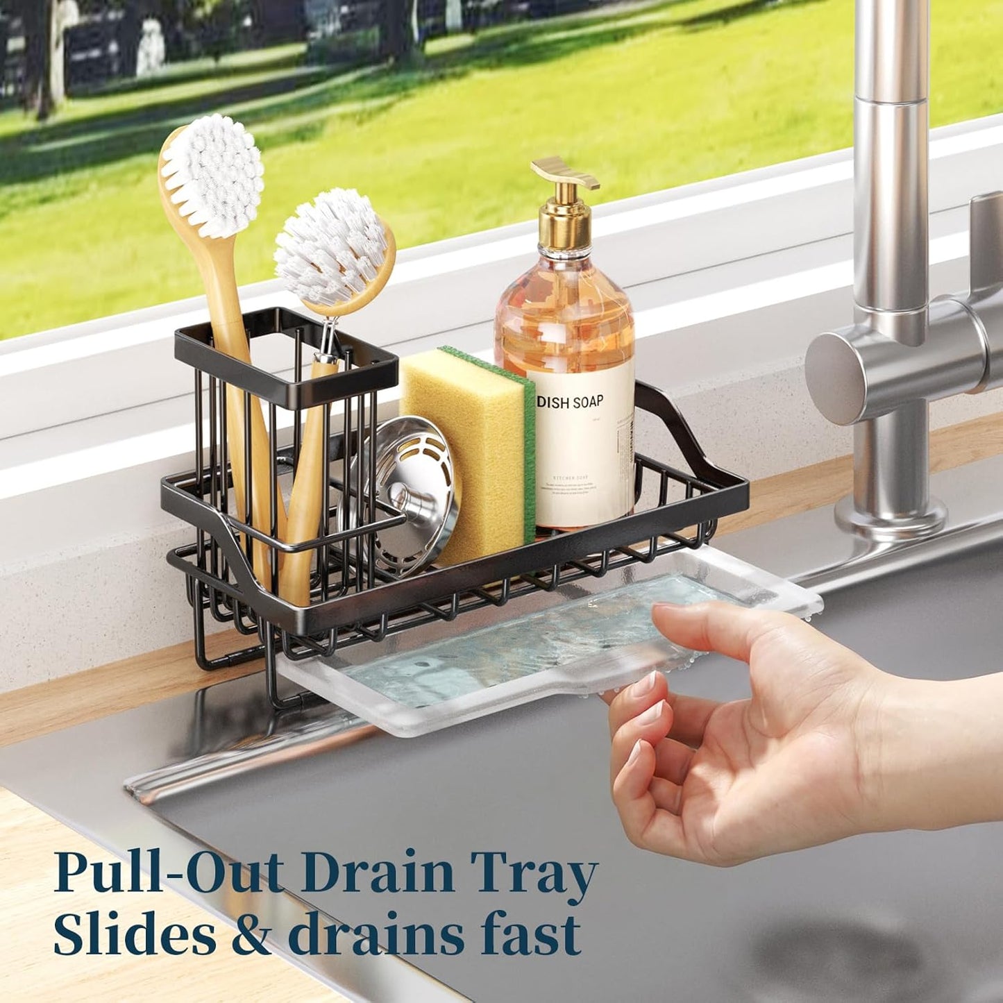 Stainless Steel Kitchen Sink Caddy with Removable Drip Tray