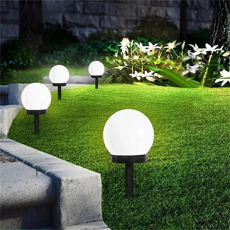 4/2Pcs Solar Powered LED Bulb Lamp Energy Light Waterproof Outdoor Garden Light Street Solar Panel Ball Lights Lawn Yard Lamp