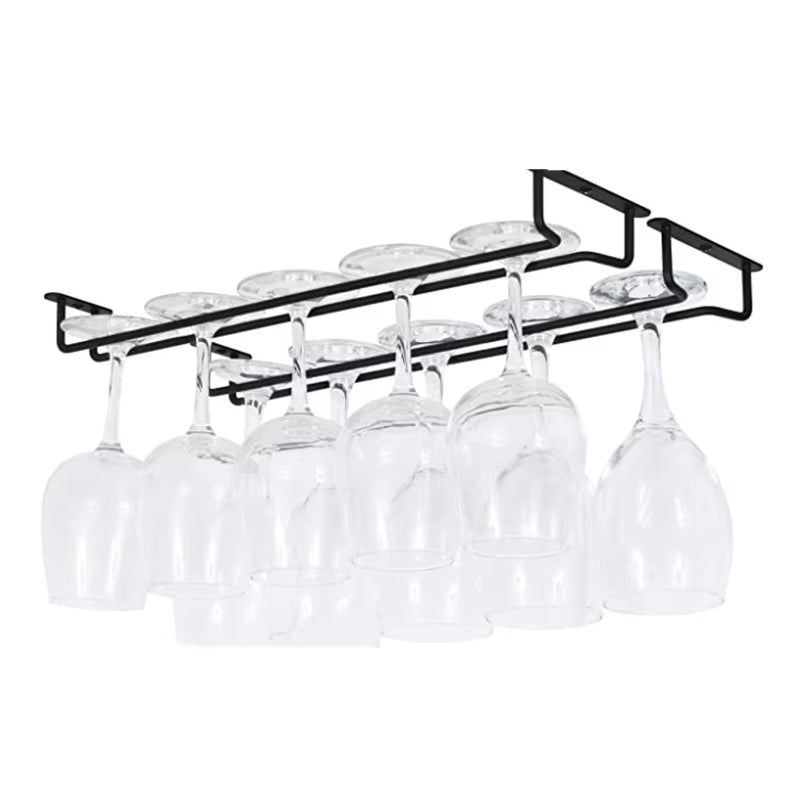 Wall Mount Wine Glass Holder under Cabinet Wine Glass Holder Hanger Organizer Convenience Hanging Stemware Holder for Kitchen