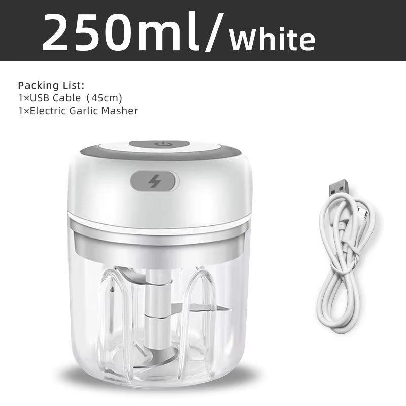 Electric Garlic Mincer 250ML Vegetable Chopper Food Chopper, USB Mini Garlic Mincer, Onion Chopper Portable Small Food Processor