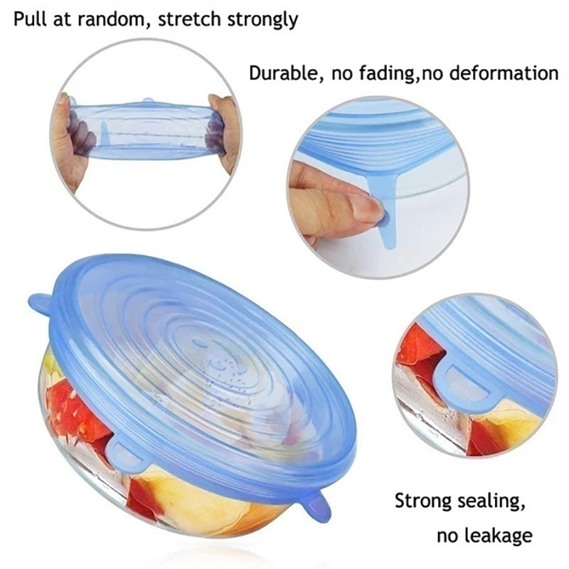 Silicone Food Preservation Cover Stretch Lids Keeping Fresh Seal Bowl Microwave Lids Reusable Plastic Wrap Kitchen Accessories