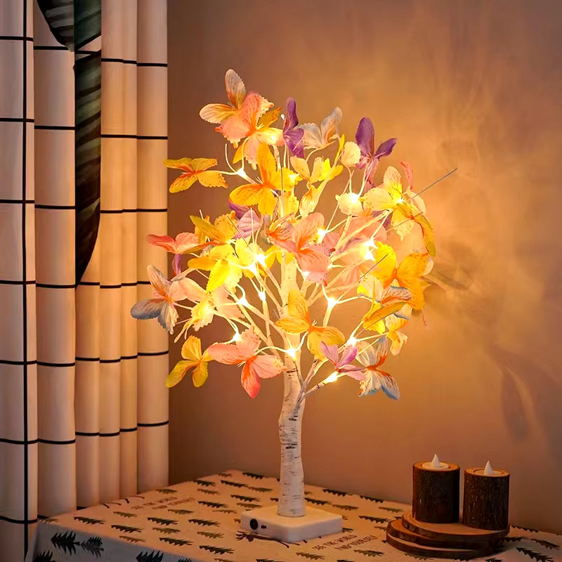 LED Butterfly Tree Light Simulation Tree Butterfly USB Desktop Decorative Light for Wedding Birthday, Home and Office Decoration