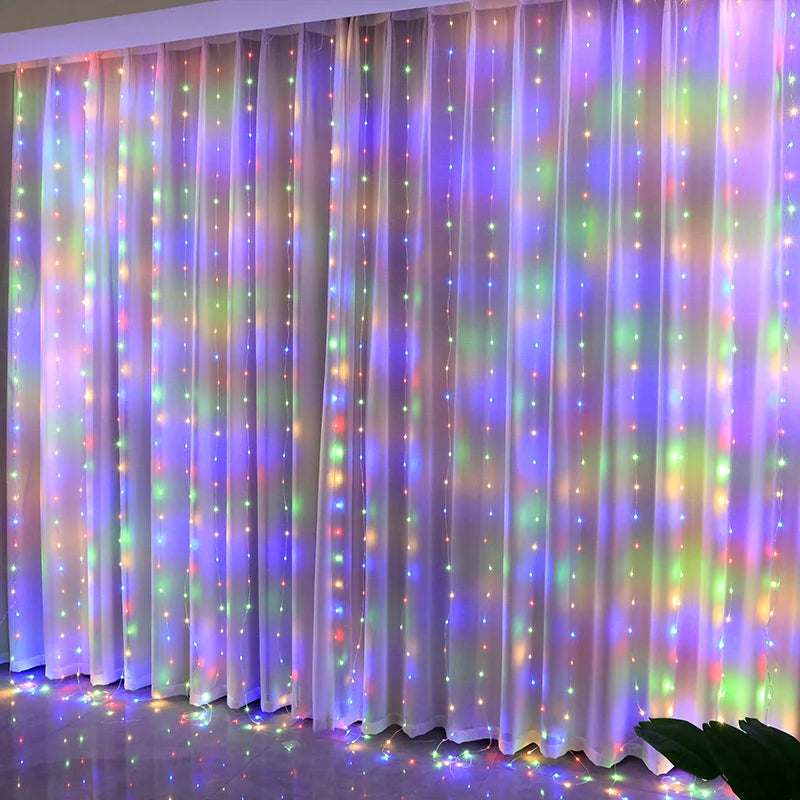 Christmas Lights LED Fairy String Curtain Lights 8 Mode Remote USB Festoon Christmas Decor for Home Holiday New Year Lamp