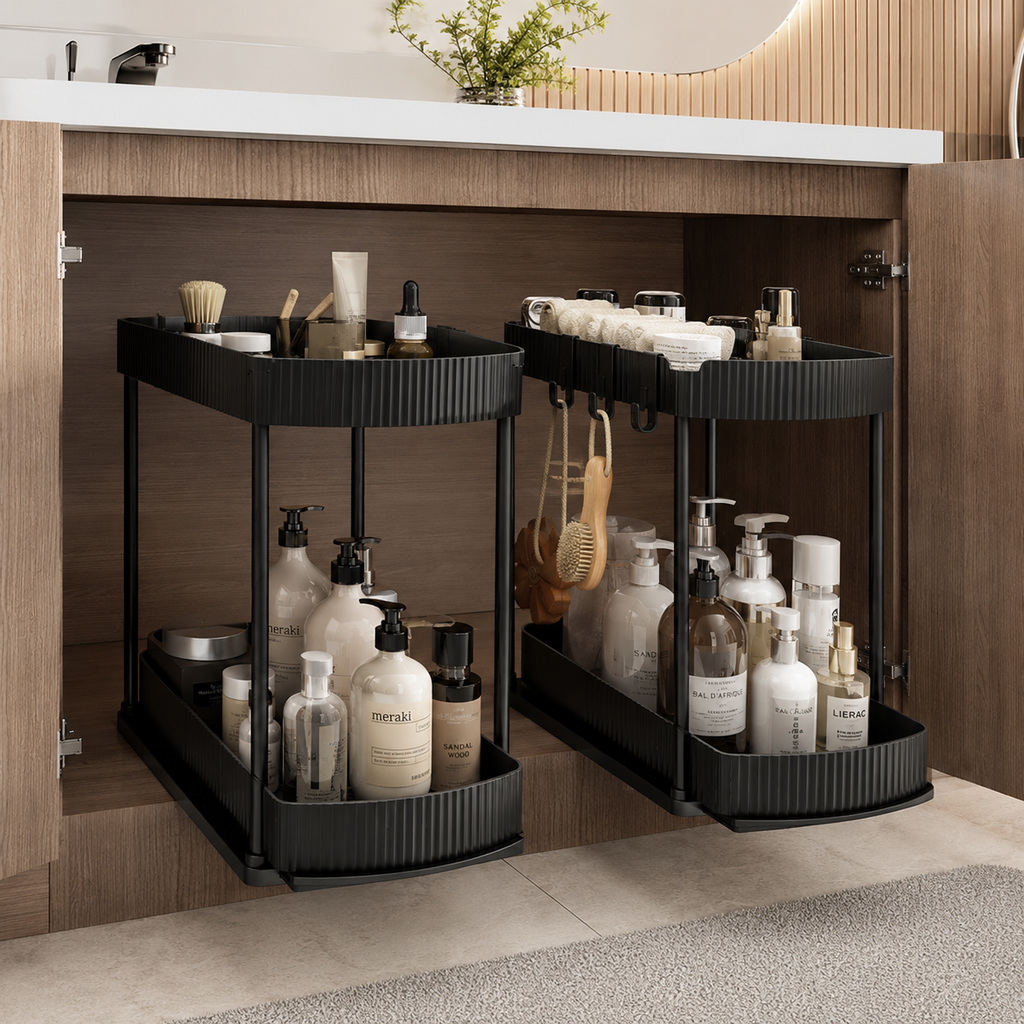 2-Pack Pull-Out Cabinet Organizer for Kitchen & Bathroom