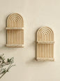 1Pc Boho Style Wooden Wall Shelves - Geometric Wall Mounted Shelves, Natural Wood Finish, Modern Home Decor, Plant Decorative