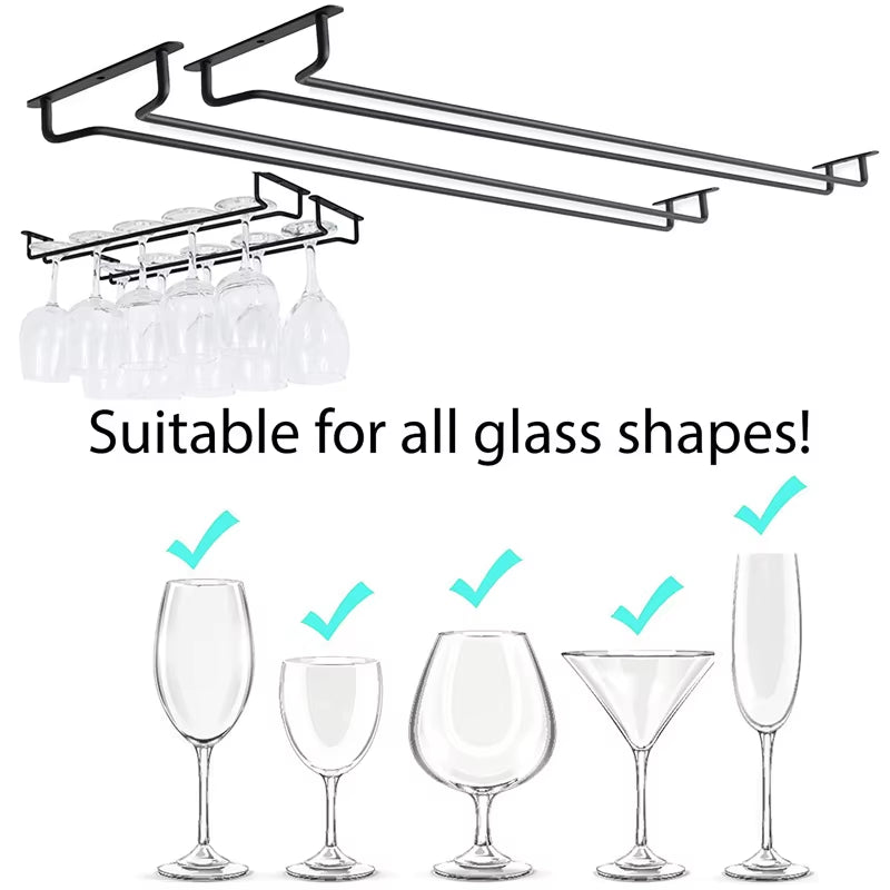 Wall Mount Wine Glass Holder under Cabinet Wine Glass Holder Hanger Organizer Convenience Hanging Stemware Holder for Kitchen