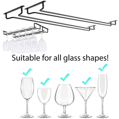 Wall Mount Wine Glass Holder under Cabinet Wine Glass Holder Hanger Organizer Convenience Hanging Stemware Holder for Kitchen