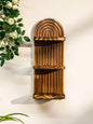 1Pc Boho Style Wooden Wall Shelves - Geometric Wall Mounted Shelves, Natural Wood Finish, Modern Home Decor, Plant Decorative