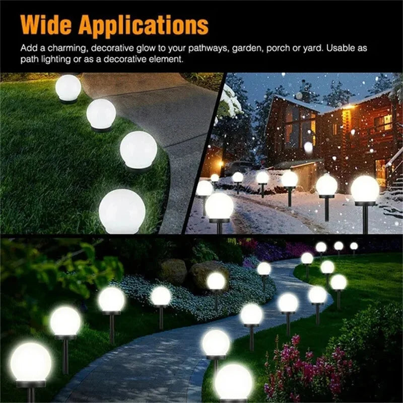 4/2Pcs Solar Powered LED Bulb Lamp Energy Light Waterproof Outdoor Garden Light Street Solar Panel Ball Lights Lawn Yard Lamp