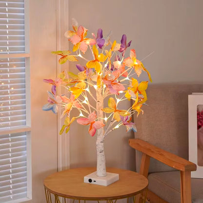 LED Butterfly Tree Light Simulation Tree Butterfly USB Desktop Decorative Light for Wedding Birthday, Home and Office Decoration