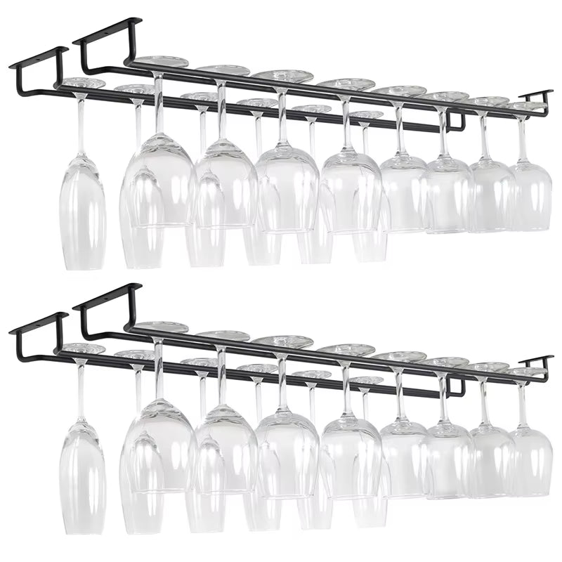 Wall Mount Wine Glass Holder under Cabinet Wine Glass Holder Hanger Organizer Convenience Hanging Stemware Holder for Kitchen