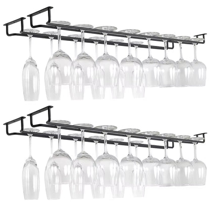 Wall Mount Wine Glass Holder under Cabinet Wine Glass Holder Hanger Organizer Convenience Hanging Stemware Holder for Kitchen