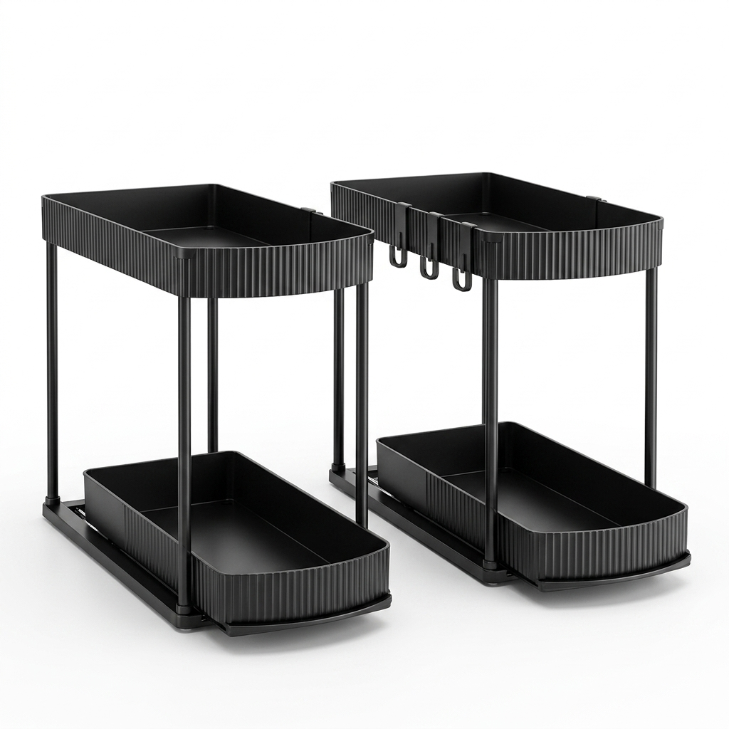 2-Pack Pull-Out Cabinet Organizer on white background